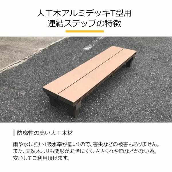 旭興進 人工木アルミデッキT型 連結ステップ1236 ブラウン aks34700 ブラウン