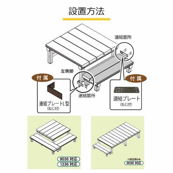 旭興進 人工木アルミデッキT型 連結ステップ1236 アッシュブラウン aks34700 アッシュブラウン