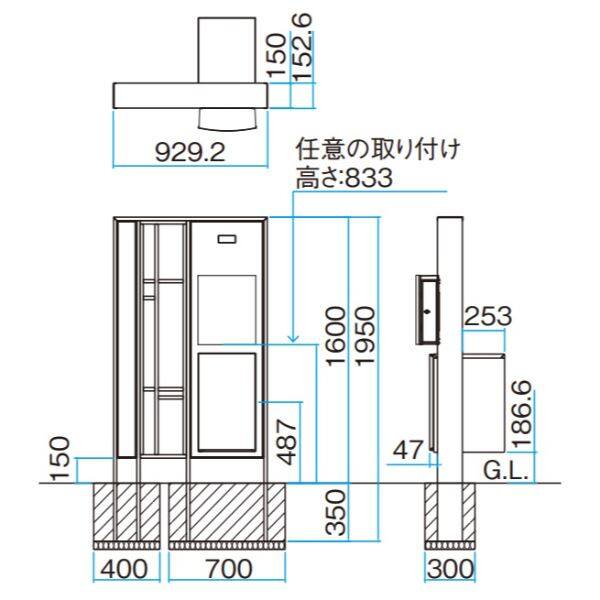 タカショー カスタマイズ門柱 シックスタイル デザイン格子＋