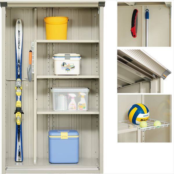 グルメギフトキャンペーン対象 P-155AT 田窪工業所 タクボ物置 アルテグラフィカ ペインタ 長もの収納タイプ 標準屋根 たて置きタイプ（ネット棚） C2 ブラックキューブ