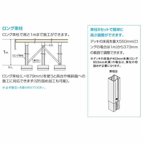 リクシル 人工木 デッキDC 3間×9尺 束柱B仕様（調整） ロング束柱 