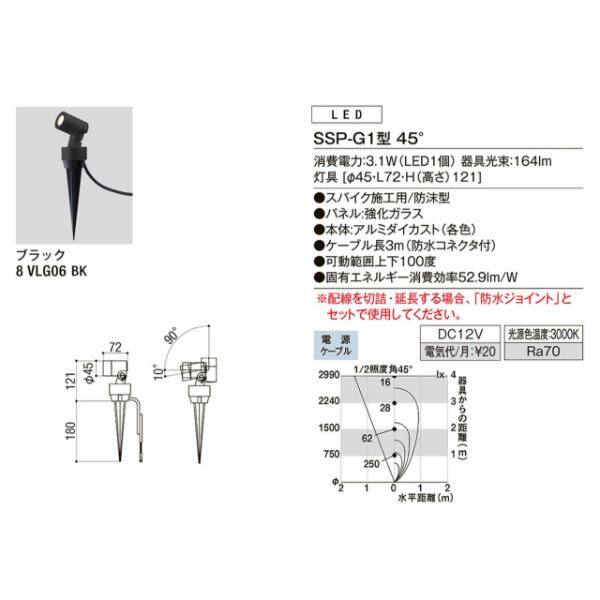 リクシル 12V 美彩 スパイクスポットライト SSP-G1型 45° LED 8 VLK06 BK 『ローボルトライト エクステリア照明 』 ブラック