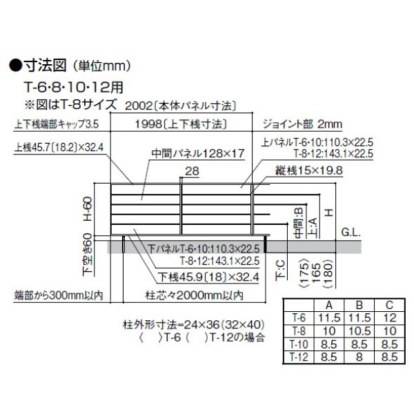 リクシル フェンスAA MS1型（メタル調） T-10 本体 『アルミフェンス 柵』 