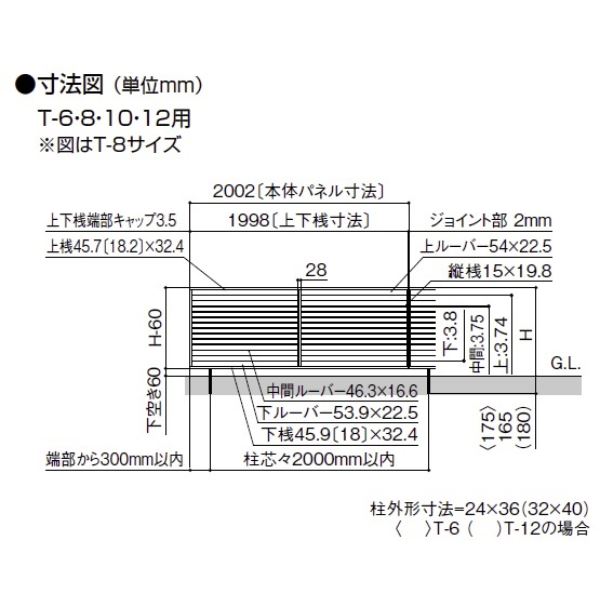 リクシル フェンスAA ML1型（メタル調） T-10 本体 『アルミフェンス 柵』 