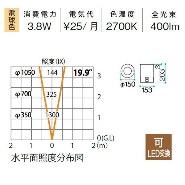 タカショー グランドライト オルテック ユニバーサル S HBD-D33S ＃70962500 12V用／24V用 『エクステリア照明 ガーデンライト』 シルバー - 1