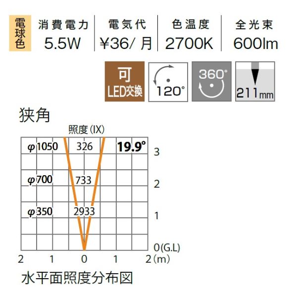 タカショー ガーデンアップライト ルーメック M 狭角 スパイク付 HBB-D77S #70877200 12V用／24V用 『エクステリア照明 ガーデンライト』 シルバー
