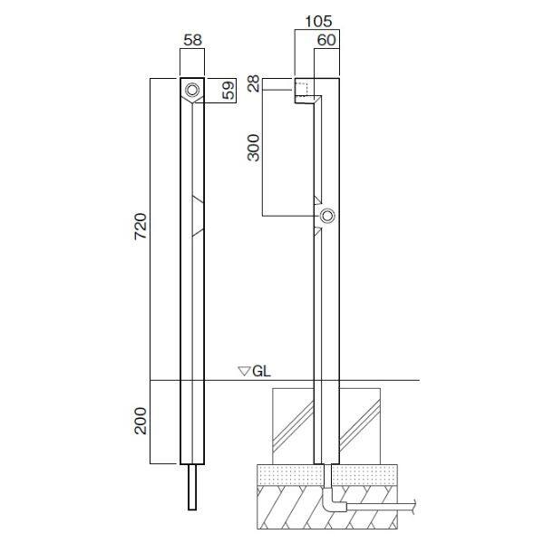 オンリーワン ベベル TC3-SCBV-DG 水栓柱 蛇口は別売りです 『立水栓』 ダークグレー