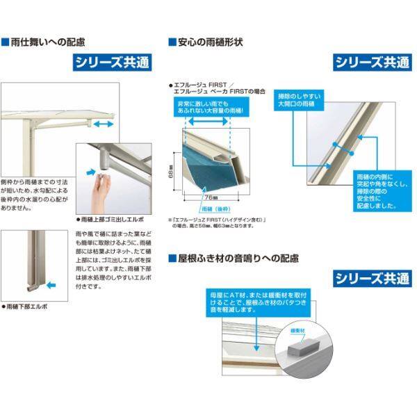 YKK サイクルポート エフルージュ ミニ ファースト 100 基本セット 21-24 標準柱 熱線遮断ポリカーボネート板 複合色