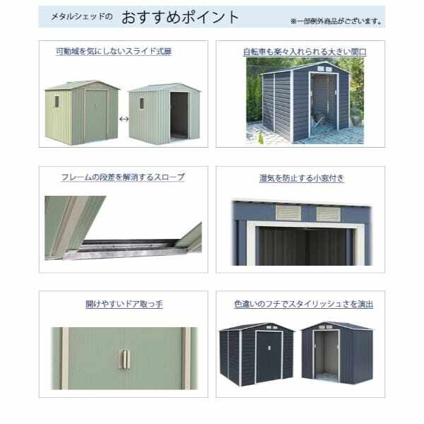 リーベ メタルシェッド 物置小屋  002 ダークグレー&ベージュ 約1.4畳 収納庫 