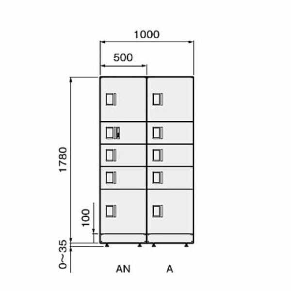ナスタ 宅配ボックス（STANDARD） スタンダード 2列10ボックス 捺印付 20～30世帯用 マンション用 大型 屋外設置可 自立式 アナログキー 防水タイプ ブラック
