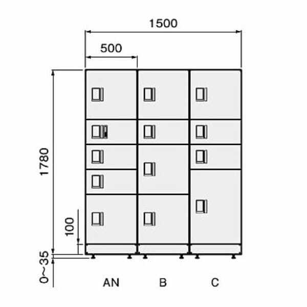 ナスタ 宅配ボックス（STANDARD） スタンダード 3列13ボックス 捺印付 30～50世帯用 マンション用 大型 屋外設置可 自立式 アナログキー 防水タイプ シルバー