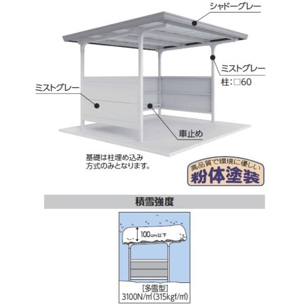 配送は東海・関東地方限定 イナバ物置 自転車置場 BFXタイプ 両支持柱 直線屋根 腰パネル付 多雪型 BFX-29S 7台収納 