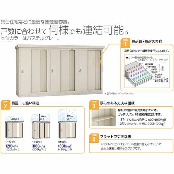 ダイケン 連結型物置 豪雪型 基準型 DM-KNR-P1313-T 間口1320×奥行1320×高さ2120（mm土台寸法） マンション収納 代引不可 - 3