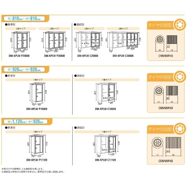ダイケン 連続物置 DM-KPLW C30808 連結型（3棟タイプ）  ＊追加棟施工には基本棟の別途購入が必要です 『連続型物置 マンション アパート 工場向け 屋外用』 