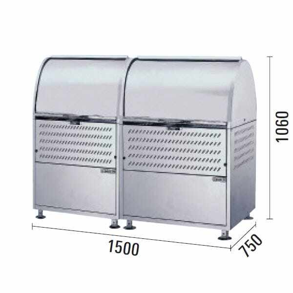 ダイケン クリーンストッカー CKM-1500R型 連結タイプ （18-8ステンレスタイプ） 『ゴミ袋（45L）集積目安 19袋、世帯数目安 9世帯』 『ゴミ収集庫』『ダストボックス ゴミステーション 屋外』 シルバー