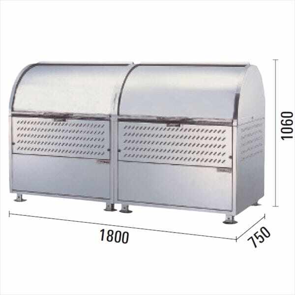 ダイケン クリーンストッカー CKM-1800R型 連結タイプ （18-8ステンレスタイプ） 『ゴミ袋（45L）集積目安 24袋、世帯数目安 12世帯』 『ゴミ収集庫』『ダストボックス ゴミステーション 屋外』 シルバー