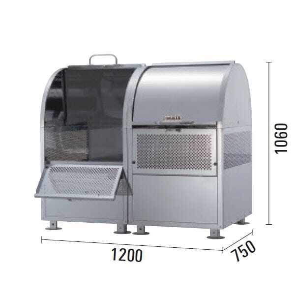 ダイケン クリーンストッカー CKM-TN120R型 連結タイプ （21クロムステンレスタイプ） 『ゴミ袋（45L）集積目安 14袋、世帯数目安 7世帯』 『ゴミ収集庫』『ダストボックス ゴミステーション 屋外』 シルバー