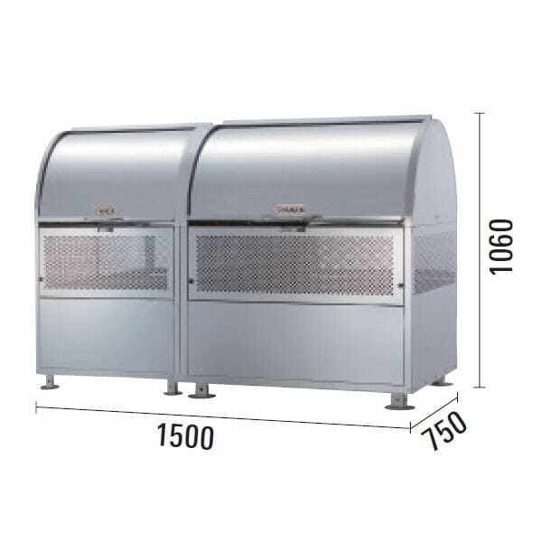 ダイケン クリーンストッカー CKM-TN150R型 連結タイプ （21クロムステンレスタイプ） 『ゴミ袋（45L）集積目安 19袋、世帯数目安 9世帯』 『ゴミ収集庫』『ダストボックス ゴミステーション 屋外』 シルバー