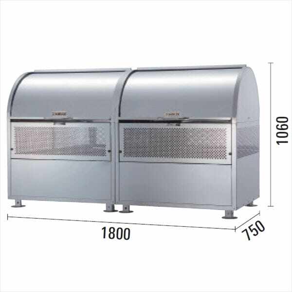 ダイケン クリーンストッカー CKM-TN180R型 連結タイプ （21クロムステンレスタイプ） 『ゴミ袋（45L）集積目安 24袋、世帯数目安 12世帯』 『ゴミ収集庫』『ダストボックス ゴミステーション 屋外』 シルバー