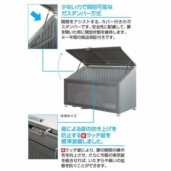 YKKAP ゴミ収納庫 CRステーション 18-08 （床板付） JSY-A11V 『ゴミ袋（45L）集積目安 21袋、世帯数目安 10世帯』 『ゴミ収集庫』 プラチナステン