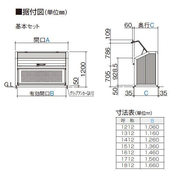 四国化成 ゴミストッカー PS型 奥行900ｍｍ GPSN-1612-09SC 『ゴミ袋（45L）集積目安