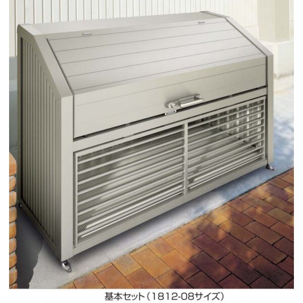 【法人様限定商品 個人宅・現場配送不可】四国化成 ゴミストッカー EA型 奥行800ｍｍ GEAN-1612-08SC 『ゴミ袋（45L）集積目安 23袋、世帯数目安 12世帯』 『ゴミ収集庫』『ダストボックス ゴミステーション 屋外』 ステンカラー
