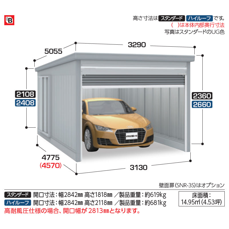 イナバ物置 GARADIA ガレーディア GRN-3147H 1台用 一般型 ハイルーフ 