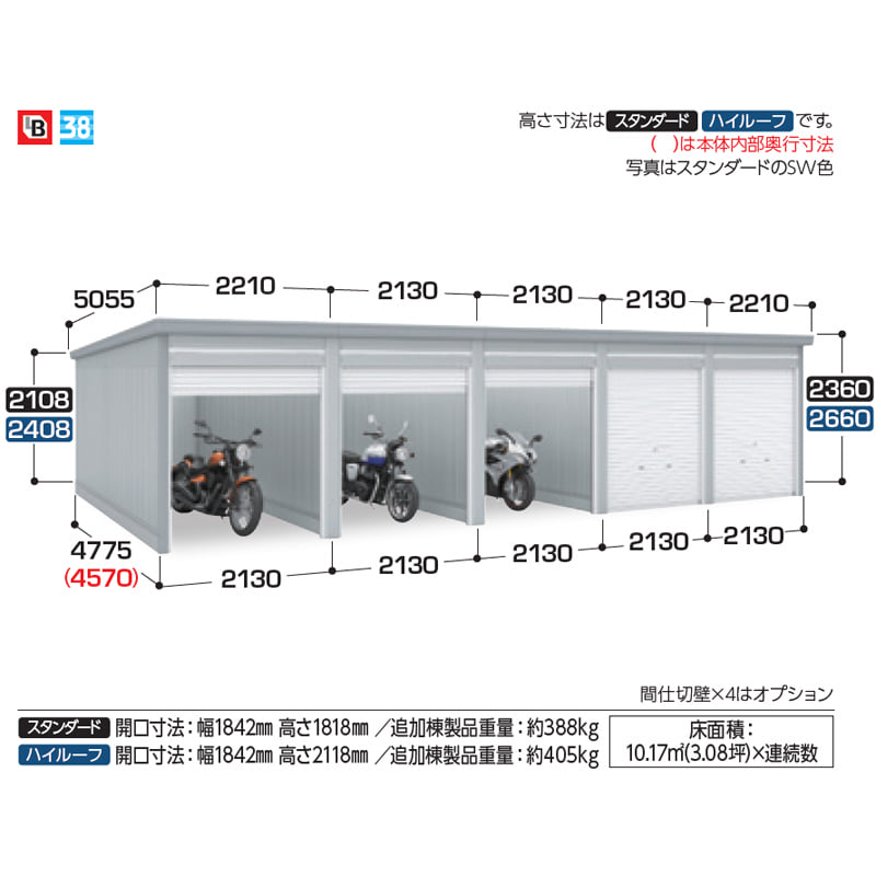 イナバ物置 GARADIA ガレーディア GRN-2147SL 追加棟(2棟目以降) 一般型 スタンダード ※追加棟のみの購入は不可※ 