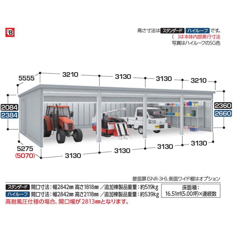 イナバ物置 GARADIA ガレーディア GRN-3152SL 追加棟(2棟目以降) 一般型 スタンダード ※追加棟のみの購入は不可※ 