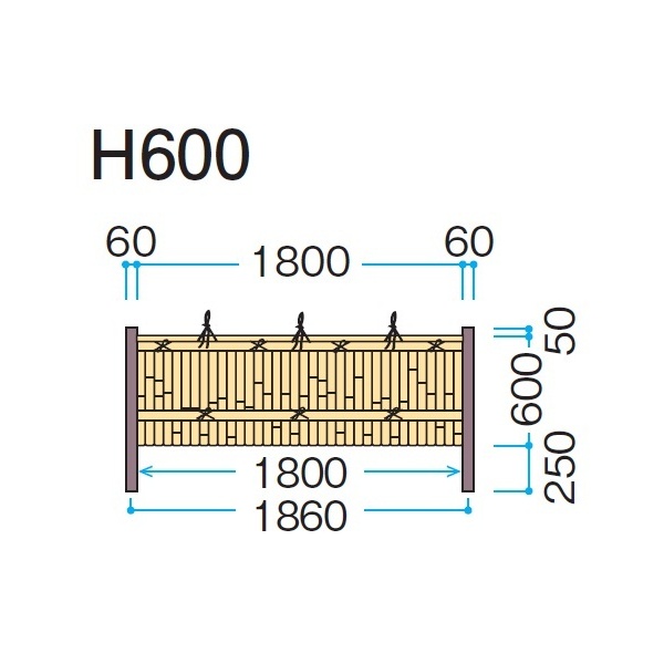 タカショー　eco-バンブーユニット　建仁寺垣　H600　パネル (両面)　＊柱は別売です　『竹垣フェンス　柵』 ゴマ竹
