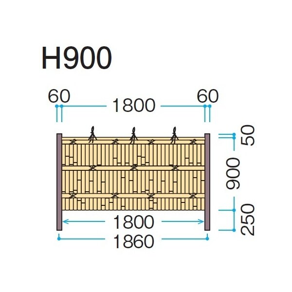 タカショー　eco-バンブーユニット　建仁寺垣　H900　パネル (片面)　＊柱は別売です　『竹垣フェンス　柵』 ゴマ竹