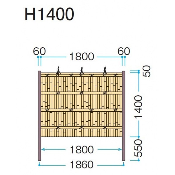 タカショー　eco-バンブーユニット　建仁寺垣　H1500　パネル (両面)　＊柱は別売です　『竹垣フェンス　柵』 ゴマ竹