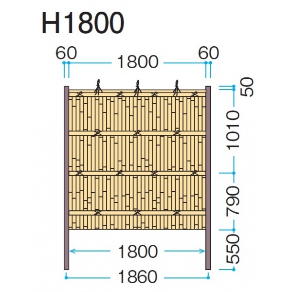 タカショー　eco-バンブーユニット　建仁寺垣　H1800　パネル (片面)　＊柱は別売です　『竹垣フェンス　柵』 ゴマ竹