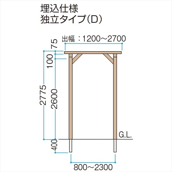 タカショー エバーエコウッド パーゴラ 埋込仕様 独立タイプ（D） 1.5間×4尺 