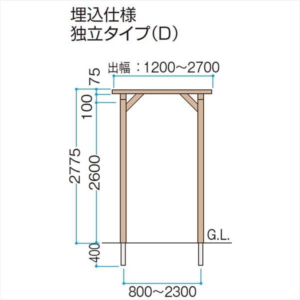 タカショー エバーエコウッド パーゴラ 埋込仕様 独立タイプ（D） 2間×5尺 