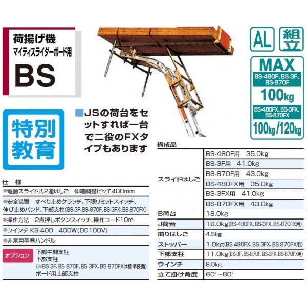 荷揚げ機マイティスライダーボード用BS