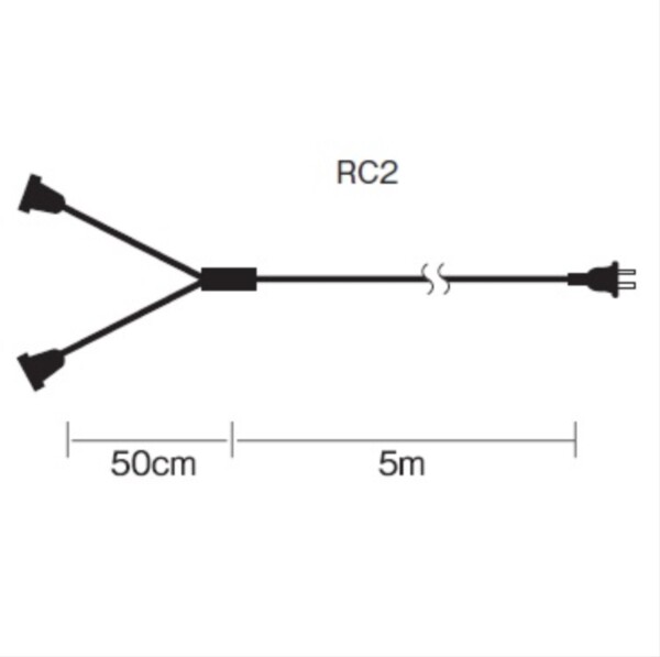 コロナ産業 コードアクセサリー 分配コード・防水丸型/防水丸型プラグタイプ RC2 2分配 ※チューブライトと同時注文が必要です。『イルミネーションライト』 黒