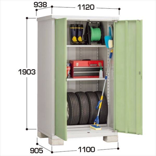 『配送は関東・東海限定』イナバ物置　BJX／アイビーストッカー　BJX-119E JG　全面棚タイプ　 JG(ジェードグリーン)