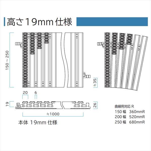 ミヅシマ工業　樹脂製グレーチング　フリーハードルＤＨ　♯150　　150mm×1m×19mm　431-0405　＊受け枠別途 アイボリー