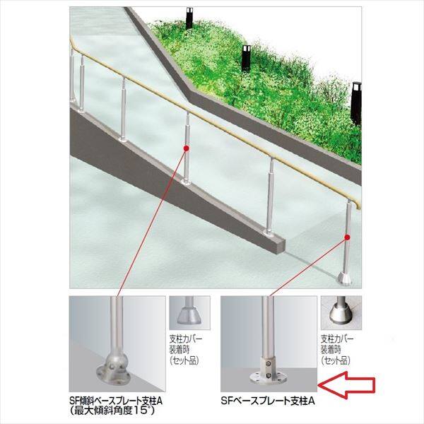 四国化成　手すり　セイフティビーム　SF型　現場曲げ加工手すり　ベースプレート式　平地　高さ調整可　SFベースプレート支柱A　SF-BPA-SC　 