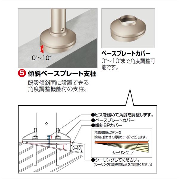 【法人様限定】四国化成　手すり　セイフティビーム　SU型　標準タイプ　手すり1段　ベースプレート式　傾斜　支柱A　SJ-BKAA08SC　（1本入）　 
