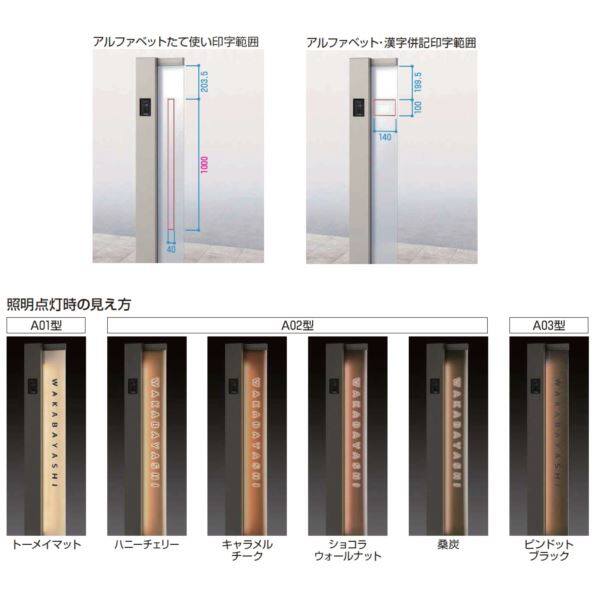 YKKAP ルシアス サインポール カテゴリーA専用 イージーオーダー 名前入れ（ネーム掘り込み柄入りパネル） ＊本体と同時購入 『表札 サイン 戸建』 