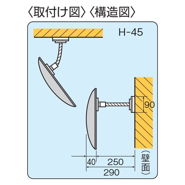 信栄物産　防犯ミラー室内用　フレキシブル　丸型　440径　＃H-45　 