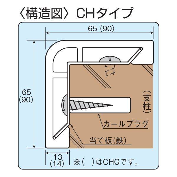 信栄物産　コーナーガード　65×65×13　レモンイエロー(裏板ボンデ）　＃CH-LY10　 