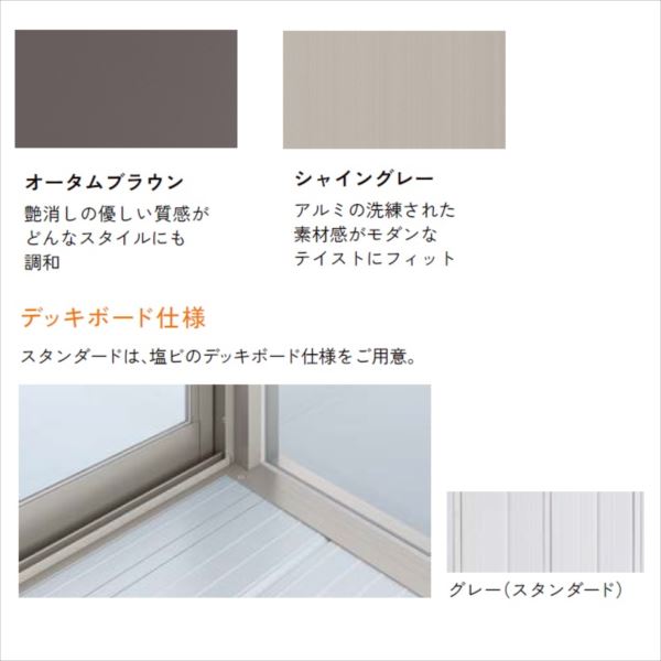 リクシル テラス囲い サニージュ オープン納まり / 1500タイプ（積雪50cm） / 関東間 / 標準タイプ / 2.0間×7尺 / 長尺柱仕様 / 床材：塩ビ デッキボード仕様（グレー） / 屋根材：熱線吸収ポリカーボネート（クリアマットS） 