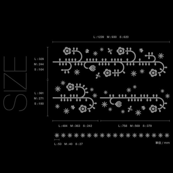 東京ステッカー 高級ウォールステッカー 植物 植物と昆虫たち Lサイズ ＊TS0006-AL ベーシックグリーン 『おしゃれ かわいい』 『壁 シール』 