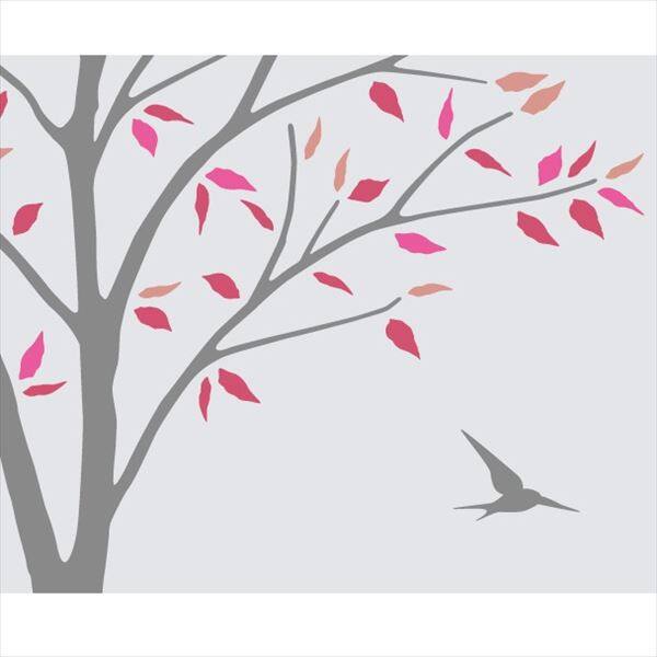 東京ステッカー 高級ウォールステッカー 植物 木とツバメ Sサイズ ＊TS0027-CS レッド 『おしゃれ かわいい』 『壁 シール』 