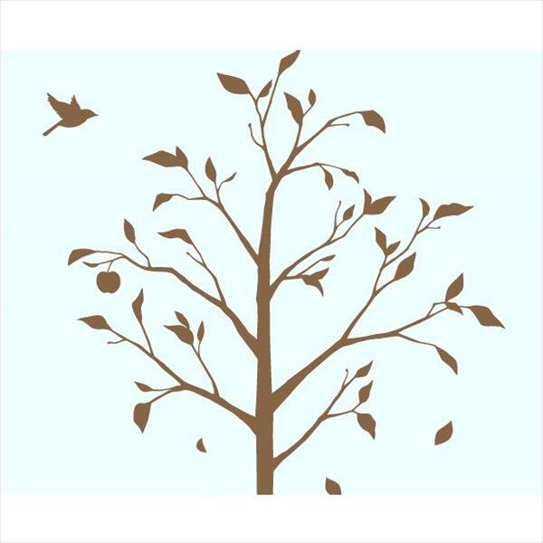 東京ステッカー 高級ウォールステッカー 植物 林檎の木と小鳥 Sサイズ ＊TS0051-CS ブラウン 『おしゃれ かわいい』 『壁 シール』 