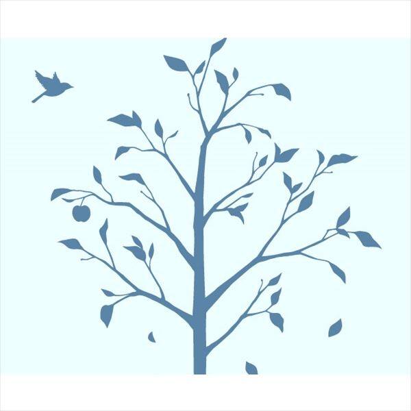 東京ステッカー 高級ウォールステッカー 植物 林檎の木と小鳥 Sサイズ ＊TS0051-DS ブルー 『おしゃれ かわいい』 『壁 シール』 