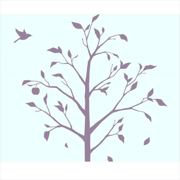 東京ステッカー 高級ウォールステッカー 植物 林檎の木と小鳥 Mサイズ ＊TS0051-EM パープル 『おしゃれ かわいい』 『壁 シール』 